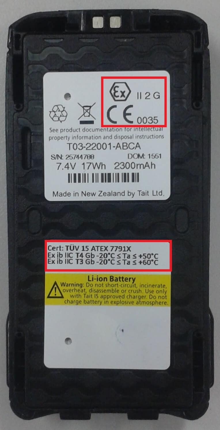 Labeling the numbers and letters on the back of the radio Tait